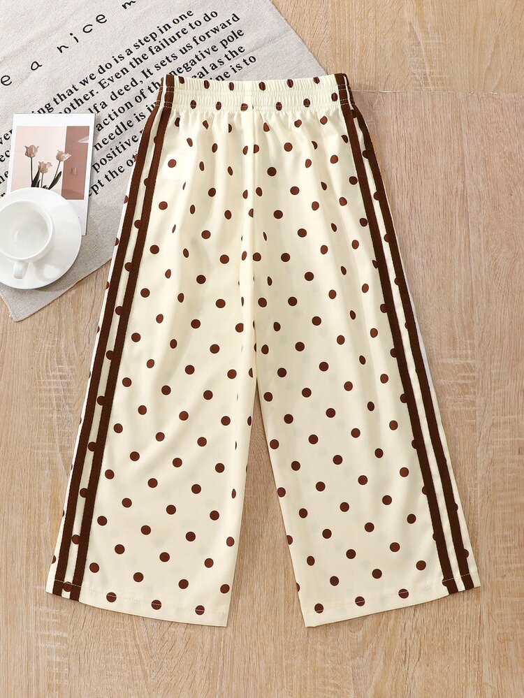 SHEIN Sparklyn Young Girls Pants, Casual Athletic, Preppy, Loose, Brown, Fall, Back To School, Outdoor, Sports, Daily, Outfit - Apricot - View 2