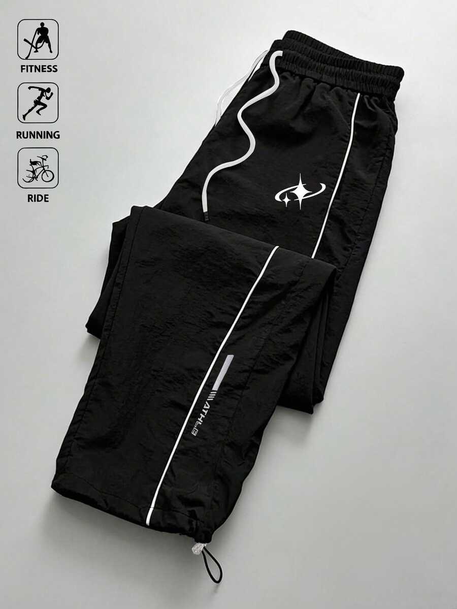 Gym Rark 男士休閒運動抽繩防水束口長褲,健身適用 - 黑色 - 查看 1