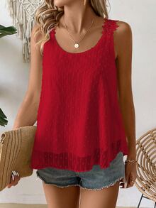 EMERY ROSE Ladies' Solid Color Simple Style Daily Sleeveless Tank Top For New Year Clothes - Red - View 6