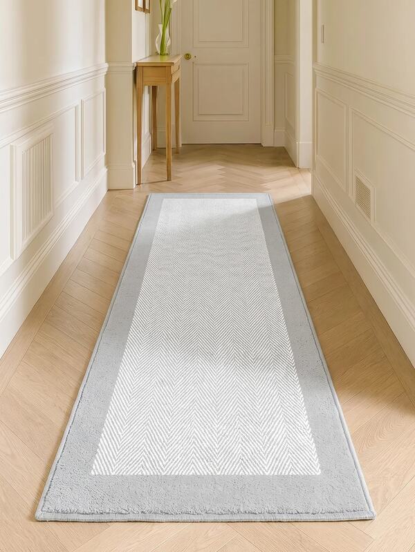 100% Polyester Washable Non-Slip Base Digital Printed Kitchen Rug Runner Gray - Made In Turkey