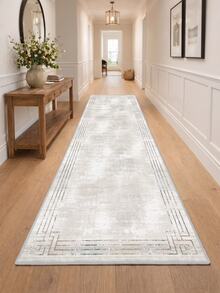 100% Polyester Washable Non-Slip Base Digital Printed Kitchen Rug Runner Gray - Made In Turkey - Grey - View 4