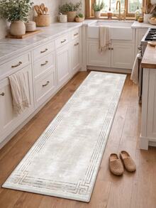 100% Polyester Washable Non-Slip Base Digital Printed Kitchen Rug Runner Gray - Made In Turkey - Grey - View 5