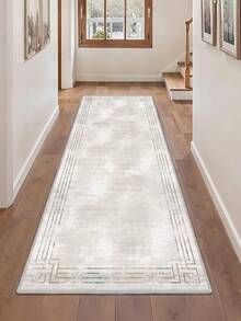 100% Polyester Washable Non-Slip Base Digital Printed Kitchen Rug Runner Gray - Made In Turkey - Grey - View 1