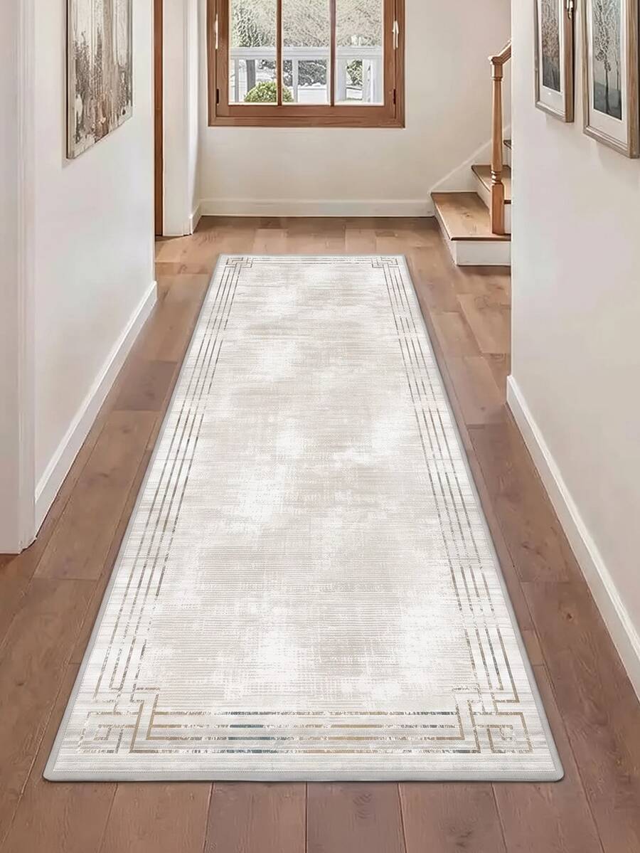 100% Polyester Washable Non-Slip Base Digital Printed Kitchen Rug Runner Gray - Made In Turkey - Grey - View 1
