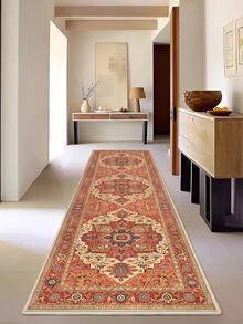 100% Polyester Washable Non-Slip Base Digital Printed Kitchen Rug Runner Beige - Made In Turkey - Beige - View 2
