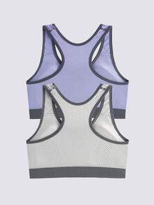 Loungeista 2 Pieces Color-Blocked Racerback Women's Sports Bras - Multicolor - View 2