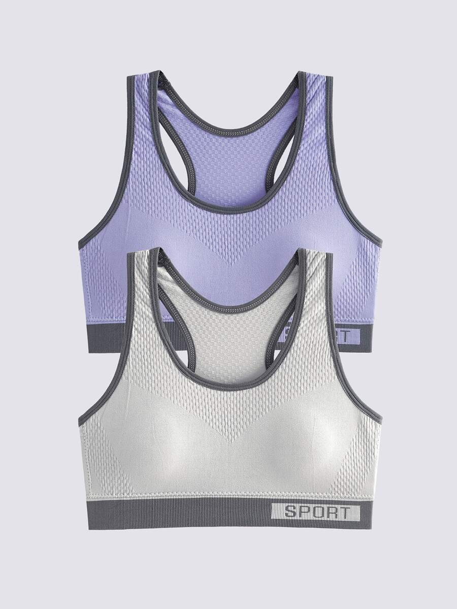 Loungeista 2 Pieces Color-Blocked Racerback Women's Sports Bras - Multicolor - View 1