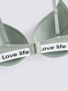 Loungeista 3pcs/Set Solid Color Letter Decor Wireless Gather Bra - Multicolor - View 6