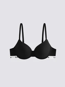 Loungeista 3pcs/Set Solid Color Letter Decor Wireless Gather Bra - Multicolor - View 12