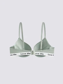 Loungeista 3pcs/Set Solid Color Letter Decor Wireless Gather Bra - Multicolor - View 8
