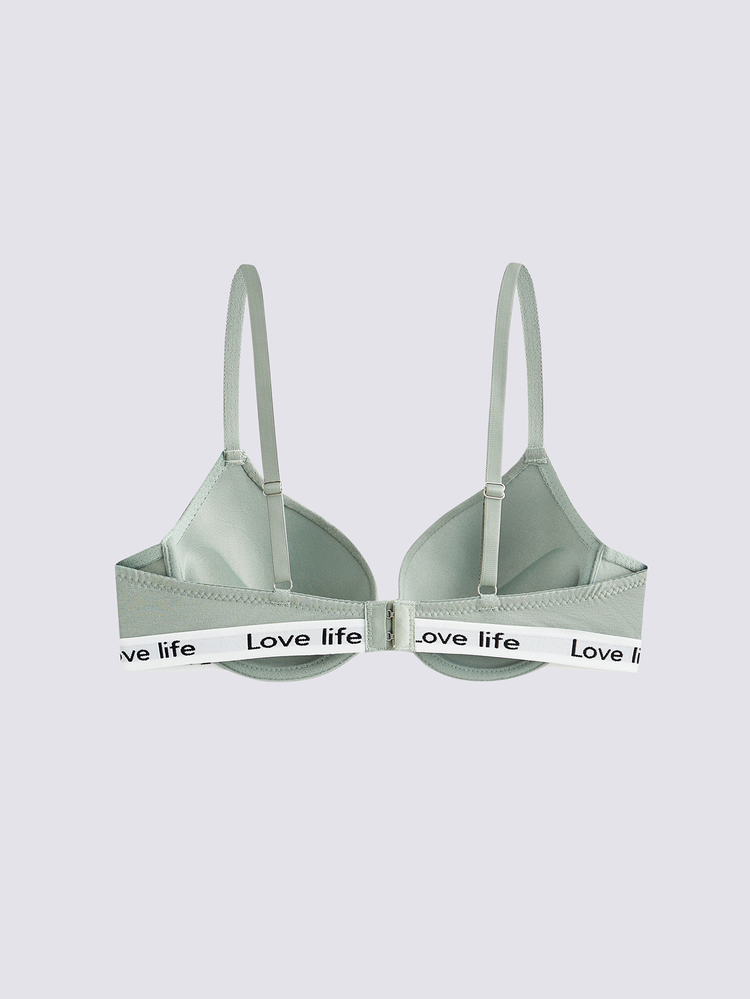 Loungeista 3pcs/Set Solid Color Letter Decor Wireless Gather Bra - Multicolor - View 8