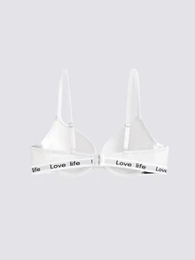 Loungeista 3pcs/Set Solid Color Letter Decor Wireless Gather Bra - Multicolor - View 9