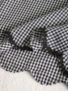 SHEIN Tween Girls 2pcs/Set Round Neck Spring/Summer New Minimalist Cute Basic Black And White Plaid Pullover Tank Top Long Pants, Vacation Casual City Break - Black and White - View 4