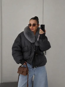 DAZY Women's Casual Long Sleeve Solid Color Winter Korean Style Padded Coat Jacket - Black - View 6