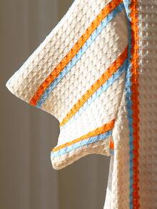 SHEIN Genkimix Kids 2件套男童夏季华夫格条纹短袖T恤和短裤套装 - 彩色 - 查看 8