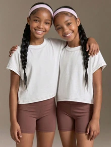 Tween Girls Casual Modest Minimalist Hollow Back Short Sleeve Sports T-Shirt Gym Active White Mauve Summer - White - View 3