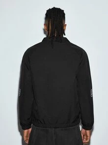 Modcrash Men Racing Style Long Sleeve Jacket With Racing Print, Sleek And Sporty, Fashionable Outdoor Wear, Grunge, Fall Fall/Autumn/Winter - Black - View 2