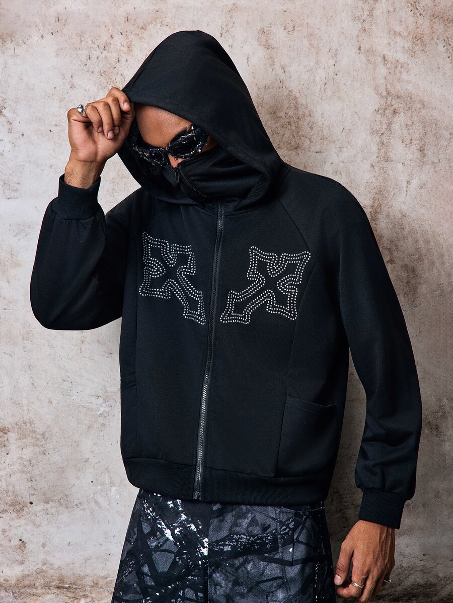 Skyrend Men's Street Sports Style, Fashion Casual Style Sweatshirt Hoodie, Sweatshirt, Super Loose Fit, Vintage, Streetwear, Unisex, Couple Outfit, Jersey Mix Street Player Apparel, Music Festival, Skateboard Park, Citywalk Photo-Worthy, Unisex, Holiday Gift, Boyfriend Gift Fall/Autumn/Winter Grunge - Black - View 1