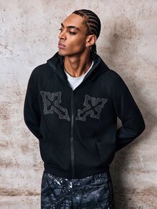 Skyrend Men's Street Sports Style, Fashion Casual Style Sweatshirt Hoodie, Sweatshirt, Super Loose Fit, Vintage, Streetwear, Unisex, Couple Outfit, Jersey Mix Street Player Apparel, Music Festival, Skateboard Park, Citywalk Photo-Worthy, Unisex, Holiday Gift, Boyfriend Gift Fall/Autumn/Winter Grunge - Black - View 4