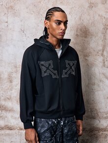 Skyrend Men's Street Sports Style, Fashion Casual Style Sweatshirt Hoodie, Sweatshirt, Super Loose Fit, Vintage, Streetwear, Unisex, Couple Outfit, Jersey Mix Street Player Apparel, Music Festival, Skateboard Park, Citywalk Photo-Worthy, Unisex, Holiday Gift, Boyfriend Gift Fall/Autumn/Winter Grunge - Black - View 5