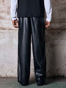 Skyrend Men's Casual Solid Color Slim Fit Pants, Fall Grunge - Black - View 2