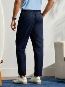 VeloEdit Men's Casual Pocket Versatile Office Commute Suit Pants, Formal, Ceremony - Navy Blue - View 4
