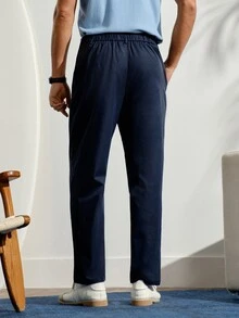 VeloEdit Men's Casual Pocket Versatile Office Commute Suit Pants, Formal, Ceremony - Navy Blue - View 2