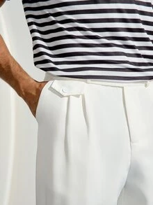 男士休閒素色錐形西裝長褲 秋冬正式款 - 白色 - 查看 6