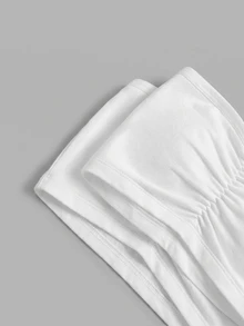 SHEIN Girlism Tween Girl Tween Girl Tween Girl Simple Modest Comfortable Ruched Bandeau Bra With Padding School White Winter Pcs - White - View 5