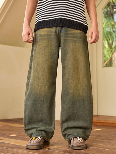 Whitmere Hearty Haven 1pc American Casual Street Loose Fit Versatile Men's Denim Jeans