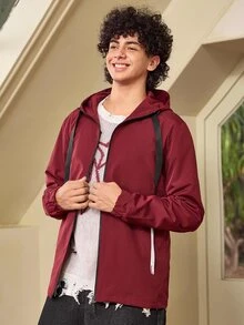Whitmere Men's Jacket With Hooded Design, Convenient Zipper Closure, Minimalist Yet Layered Style. Overall Slim Fit, Suitable For Daily Outings, Casual Gatherings And More Occasions. - Burgundy - View 7