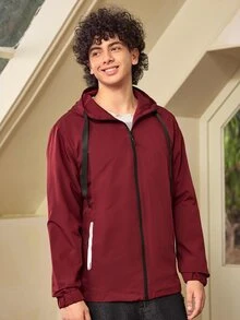 Whitmere Men's Jacket With Hooded Design, Convenient Zipper Closure, Minimalist Yet Layered Style. Overall Slim Fit, Suitable For Daily Outings, Casual Gatherings And More Occasions. - Burgundy - View 5