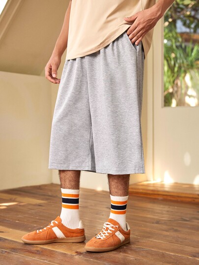 Whitmere Men's Fashion 3/4 Length Pants, Loose Wide Leg Trousers, Casual Sports Basketball Shorts, Suitable For Summer Wear