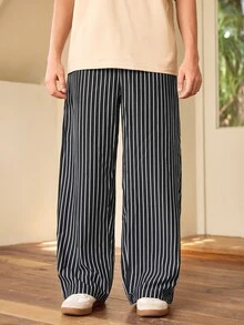 Whitmere Men's Spring/Summer Casual Loose Straight Leg Sweatpants Fashion Sports Long Pants - Black - View 4
