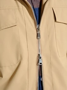 VeloEdit Men's Casual Daily Wear Top, Zipper Long Sleeve Jacket, Autumn Style - Khaki - View 7