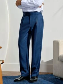 VeloEdit 男士深藍色商務西裝長褲，儀式、正式 - 藏蓝色 - 查看 6