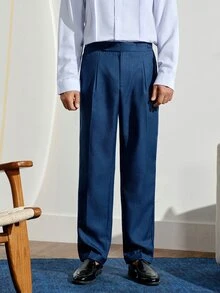VeloEdit 男士深藍色商務西裝長褲，儀式、正式 - 藏蓝色 - 查看 5