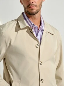 VeloEdit Men's Apricot Mature Casual Daily Trench Coat Jacket For Spring, Summer And All Seasons Fall Old Money - Apricot - View 8