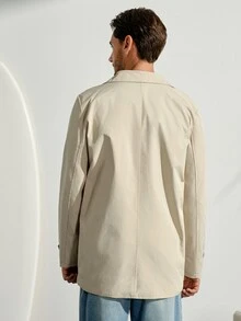 VeloEdit Men's Apricot Mature Casual Daily Trench Coat Jacket For Spring, Summer And All Seasons Fall Old Money - Apricot - View 3