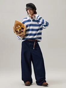Vaulklash 男士休闲拼色条纹 Polo 长袖衬衫，秋季 - 彩色 - 查看 2