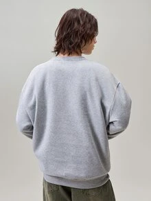 Vaulklash 男士宽松字母印花圆领长袖保暖休闲卫衣，浅灰色图案，适合外出穿着，可作为朋友、丈夫、男友的秋冬礼物。 - 淺灰色 - 查看 3