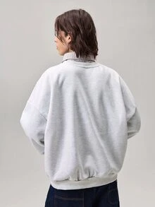 Vaulklash 男士針織時尚休閒寬鬆版型長袖 2 合 1 保暖內裡衛衣 - 淺灰色 - 查看 3