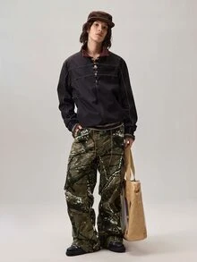 男士休闲时尚百搭长袖短款夹克，Techwear Y2k 短款拉链跑道风衣夹克，秋季，垃圾摇滚 - 烏鴉 - 查看 7