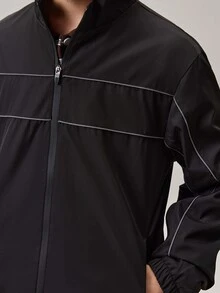 男士休闲时尚百搭长袖短款夹克，Techwear Y2k 短款拉链跑道风衣夹克，秋季，垃圾摇滚 - 烏鴉 - 查看 8