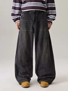 Vaulklash Men's Casual Versatile Daily Wear Denim Jeans With Pockets And Buttons - Jet Black  - View 1