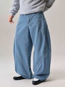 Vaulklash Men's Striped Button Pocket Casual Versatile Daily Travel Jeans, Young Daily Style,Summer, - Baby Blue - View 5