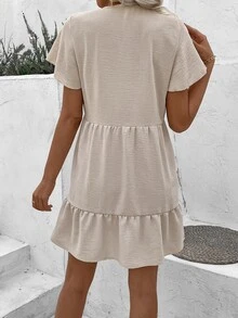 EMERY ROSE Của phụ nữ Màu thuần Xù Hoa Sen Đầm - Màu be - Xem 2