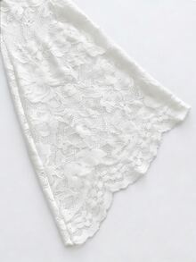 Franclia Mono ajustado y sexy con cuello en V profundo, mangas largas acampanadas y encaje en el frente con lazo, color burdeos, para otoño/invierno - Blanco - Ver 4