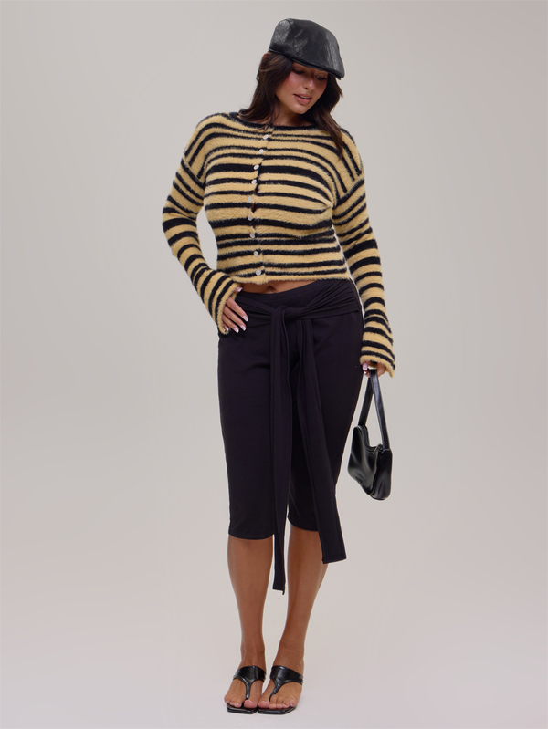 MUSERA Plus Size Yellow Contrast Knit Button Down Cardigan Winter Fall Going Out Womens Outfit