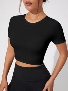 SHEIN Sports Solid Racerback Sports Tank Topworkout Tank Top Gym Women Shirts - Black - View 6